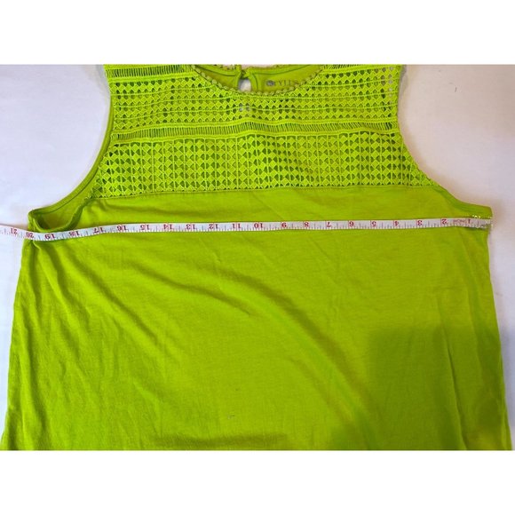 Stylus Womens Blouse Tank Lace Detail Crew Neck Keyhole Back Green Size X Large - Picture 4 of 5